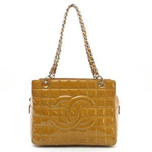 Auth Chanel Tote Bag Yellow Enamel #6845C31